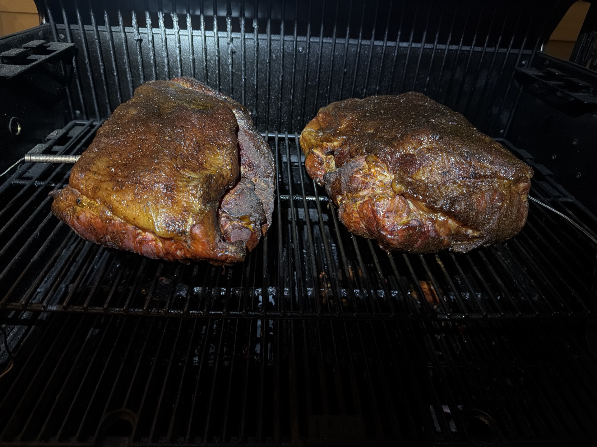 Pork shoulder during cooking